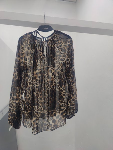 Blusa Castanha Padrão Animal Para Senhoras