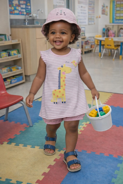 Conjunto para Menina com Estampado de Girafa