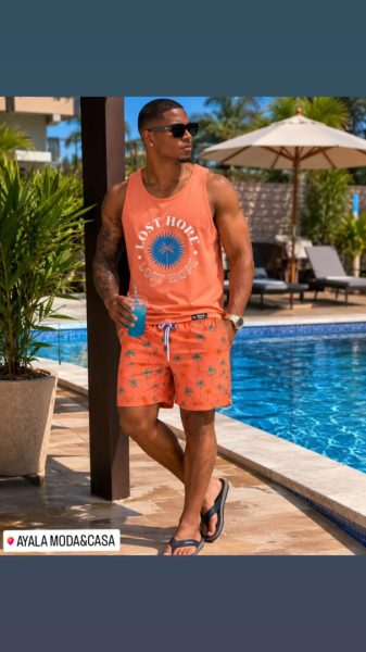 Conjunto Masculino de Verão - Regata e Calção Estampado