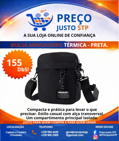 Bolsa Mensageiro Térmica Preta