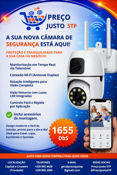 Câmara de Segurança Wi-Fi com Rotação Inteligente