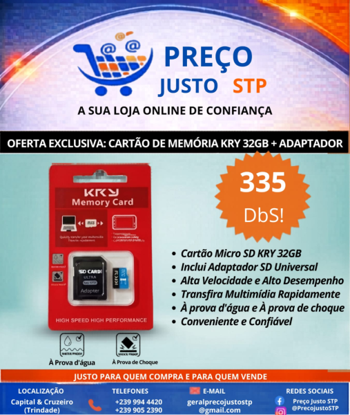 Cartão de Memória KRY 32GB com Adaptador