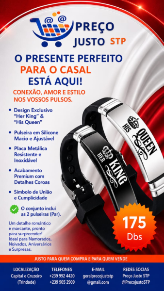 Conjunto de Pulseiras para Casal Her King & His Queen
