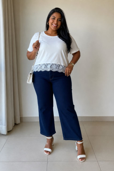 Calça Jeans de Corte Reto
