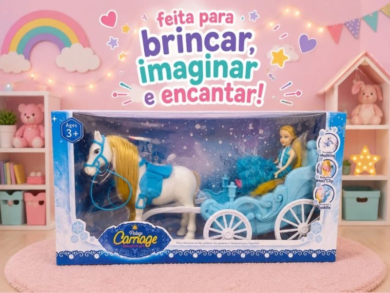 Boneca com Carruagem e Cavalo Palace Carriage