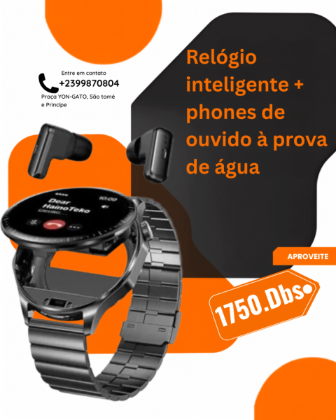 Conjunto de Relógio Inteligente e Auriculares à Prova de Água