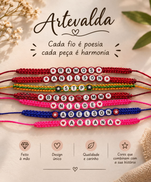 Pulseiras Personalizadas Artevalda Feitas à Mão